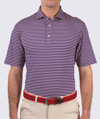 Sherman Stripe Performance Polo - front - Navy/Vintage Red - Turtleson