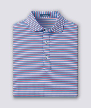 Sherman Stripe Performance Polo - Luxe Blue/Vintage Red - Turtleson