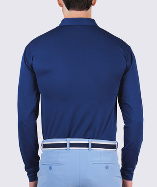 Kenneth Solid Performance Polo Long Sleeve - back - Navy - Turtleson