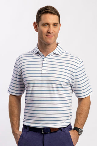 Pete Stripe Two Button Performance Polo