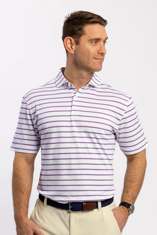 Pete Stripe Two Button Performance Polo