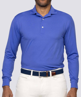 Mason Performance Men's Polo Long Sleeve - Front Shirt- Turtleson -Royal/Luxe Blue Mason