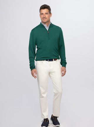 Italian Merino Quarter-Zip Sweater - Turtleson -Evergreen