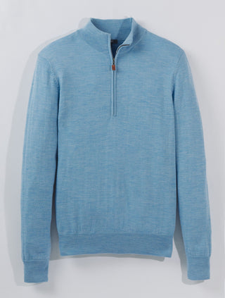 Italian Merino Quarter-Zip Sweater - Turtleson -Luxe Blue