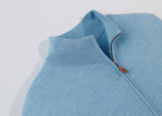 Italian Merino Quarter-Zip Sweater - Collar - Turtleson -Luxe Blue