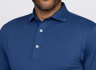 Palmer Solid Performance Polo - Chest - Navy - Turtleson