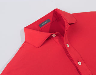 Palmer Solid Performance Polo - Collar - Red - Turtleson