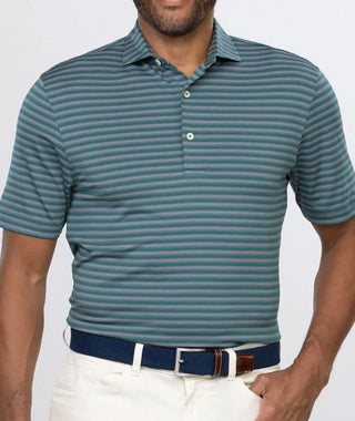 Rory Stripe Performance Men's Polo - Turtleson -Evergreen/Rose Rory