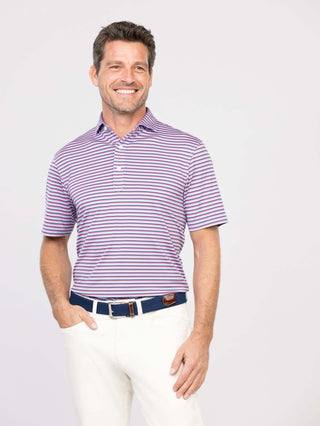 Ryan Stripe Performance Men's Polo | Front | Turtleson  -Luxe Blue/Navy