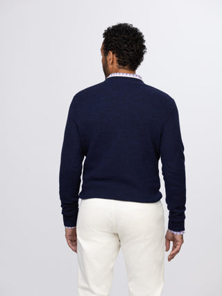Sutton Men's Sweater - Back - Turtleson -Navy/Oatmeal