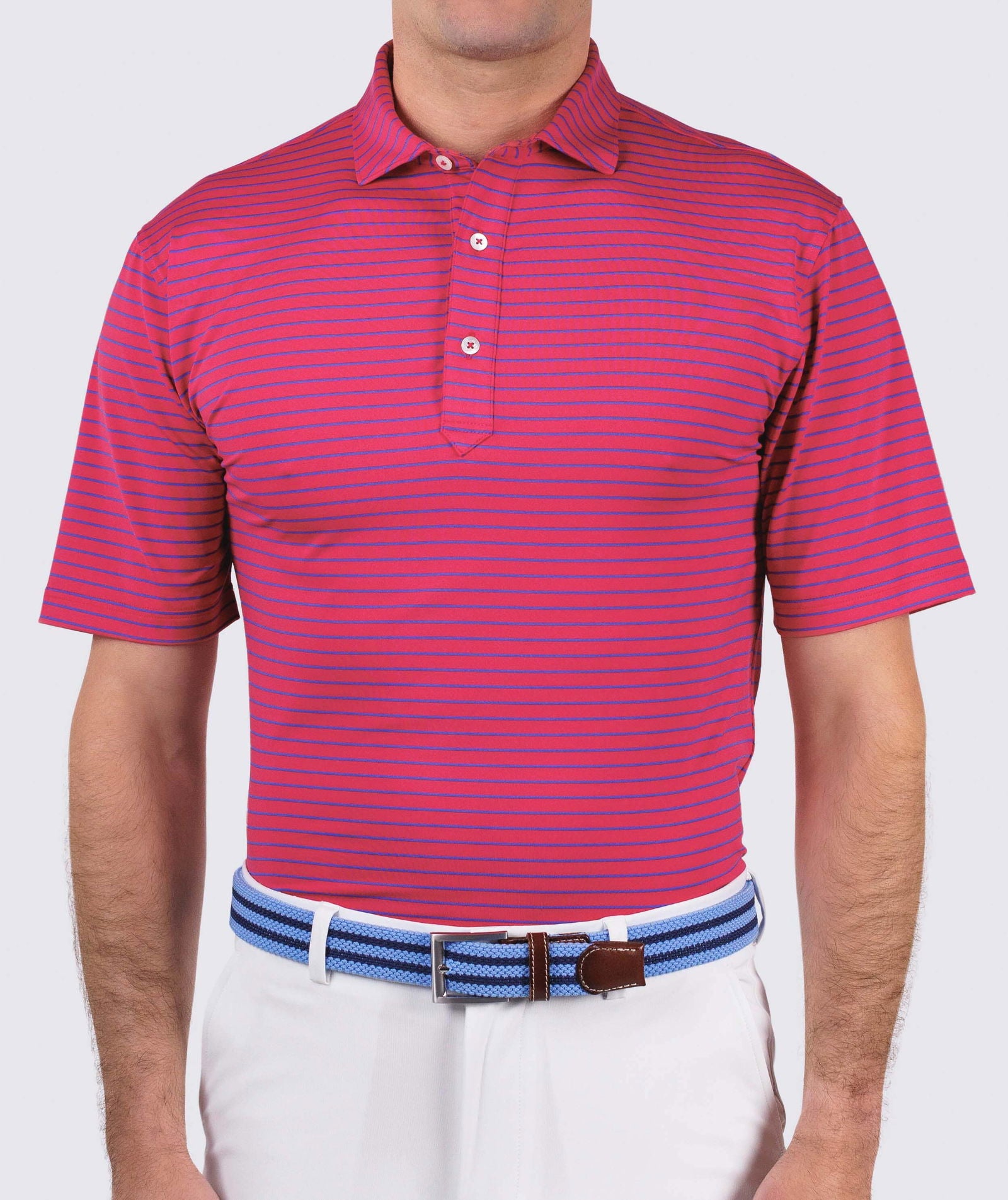 Trey Stripe Performance Polo - turtleson