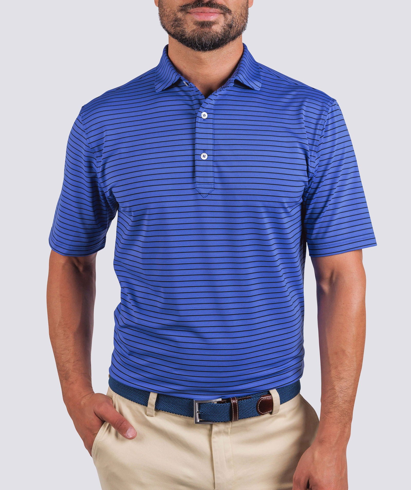 Trey Stripe Performance Polo - turtleson