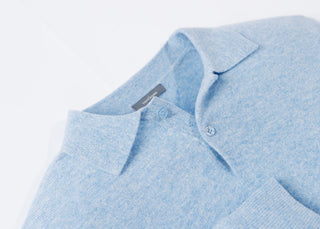 Wade 2-Button Men's Cashmere Sweater - Collar - Turtleson -Luxe Blue
