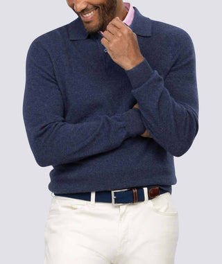 Wade 2-Button Men's Cashmere Sweater - Layering - Turtleson -Navy
