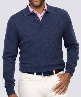 Wade 2-Button Men's Cashmere Sweater - Front - Turtleson -Navy