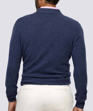 Wade 2-Button Men's Cashmere Sweater - Back - Turtleson -Navy