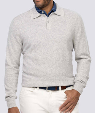 Wade 2-Button Men's Cashmere Sweater - Front - Turtleson -Pearl