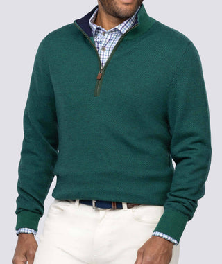 Walt Birdseye Quarter Zip Men's Pullover - Turtleson -Evergreen/Navy