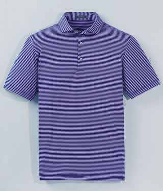 Edward Stripe Performance Men's Polo - Shirt- Lavender/Navy Turtleson