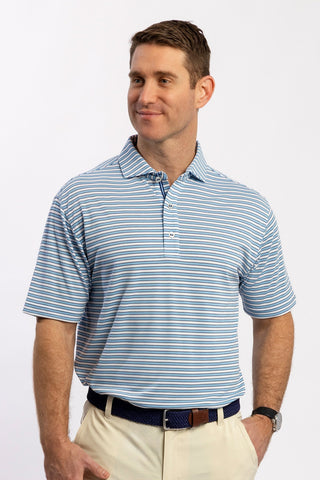 George Stripe Diamond Knit Polo - turtleson