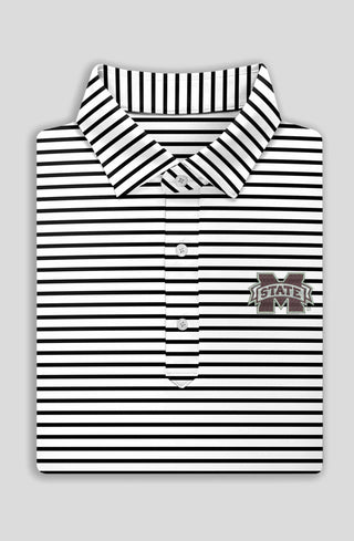 Gus Stripe Performance Polo - Mississippi State University - Turtleson