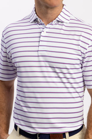 Pete Stripe Two Button Performance Polo - turtleson