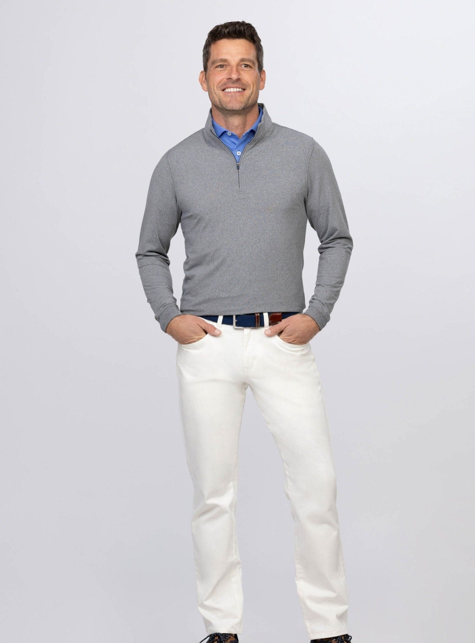 quarter zip with dress shirt Men's Organic Cotton Quarter-Zip Sweater
