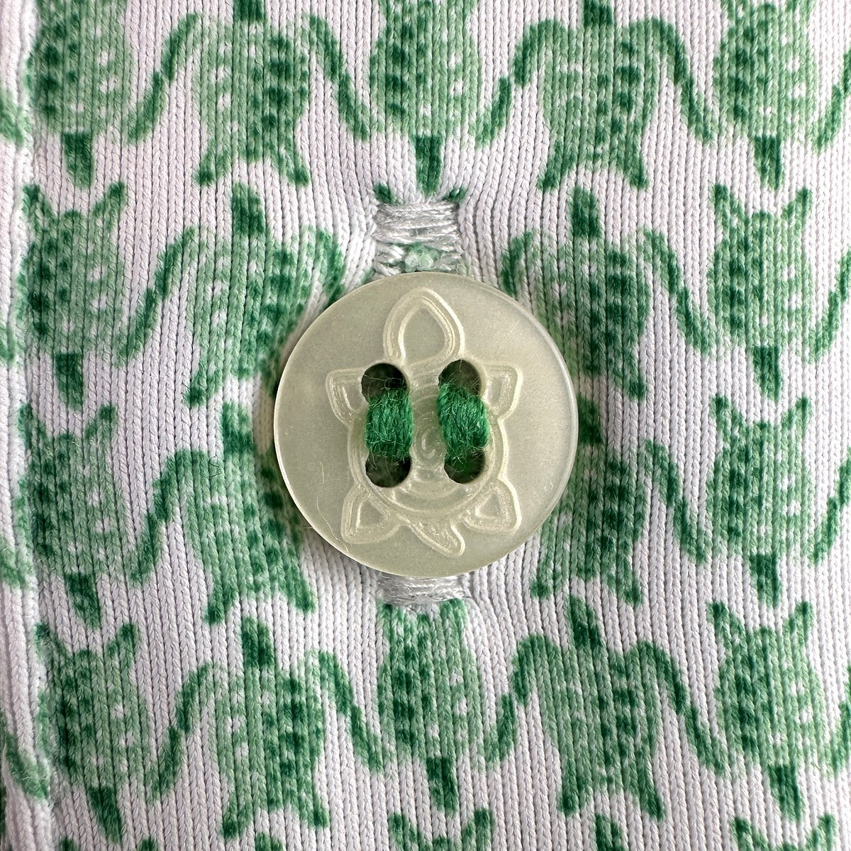 Green 11-Stitch on a green turtle print