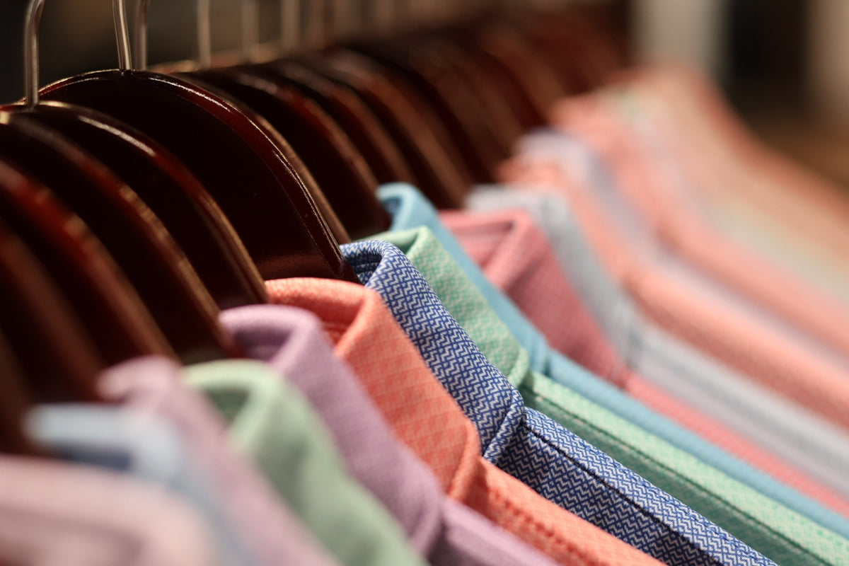 Coordinated colors and textures on a Turtleson clothing rail