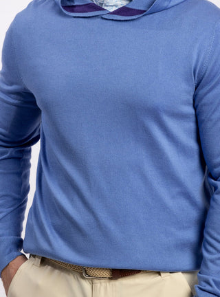 Hugh Hoodie — garment detail, face-free crop