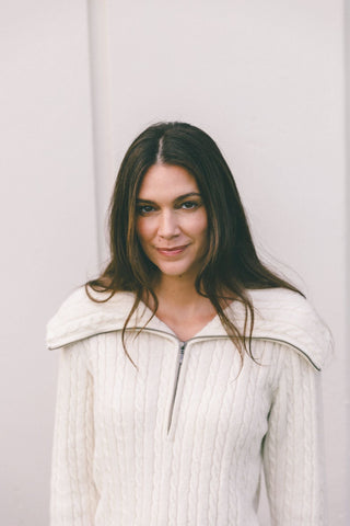 Women's Aurora Half - Zip Cable Knit Sweater - turtleson