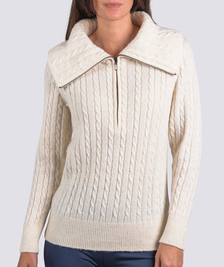 Women's Aurora Half - Zip Cable Knit Sweater - turtleson