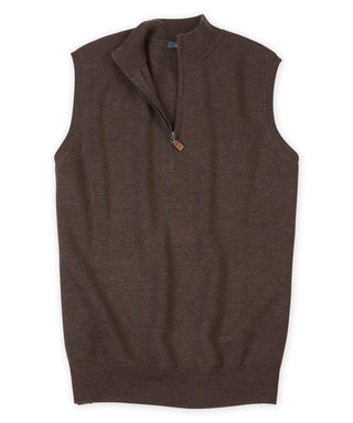Extra Fine Merino Milano-Stitch Quarter-Zip Sweater Vest - Bark