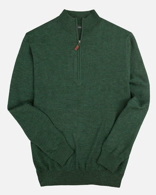 Men's Italian Merino Quarter-Zip Sweater -Pine - Turtleson -Pine