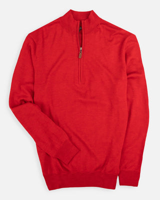 Men's Italian Merino Quarter-Zip Sweater - Red- Turtleson -Red