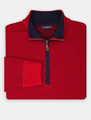 Walt Birdseye Quarter Zip Men's Pullover - Turtleson -Red/Navy