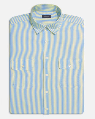 Clint Stripe Oxford Men's Work Shirt - Lime/Luxe Blue - Turtleson